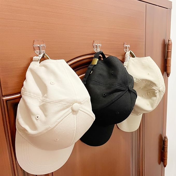 32 Small Wall Hooks for Hanging, with 40 Removable Strips, Clear Hanger Hooks, Damage-Free Utility Hooks with Adhesive Strips, Wire Toggle Wall Hook for Key, Hat, Decor, Door, Clear, Value Pack
