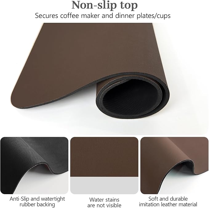 Bloss Absorbent Coffee Mat, Dish Drying Mat for Kitchen Counter Coffee Bar Accessories Espresso Machine, Dish Drainer/Home Improvement(16.1"x24.1", Brown)