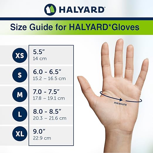 HALYARD Black Disposable Nitrile Exam Gloves Powder Free Medical, Dental, Cleaning, Tattoo, Food Safe, 3.5 mil, Size X-Large, Case of 1000