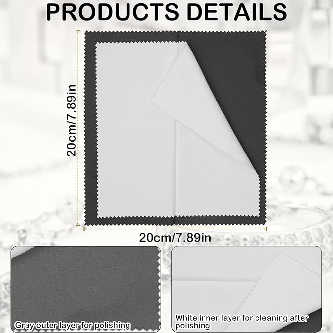 6Pcs Silver Polishing Cloth, Jewelry Cleaning Polishing Cloths Silver Jewelry Cleaner Cloth Double-Sided Silver Polishing Cloth for Sterling Silver Gold Jewelry, Silver Cleaning Cloth Keeps Shining