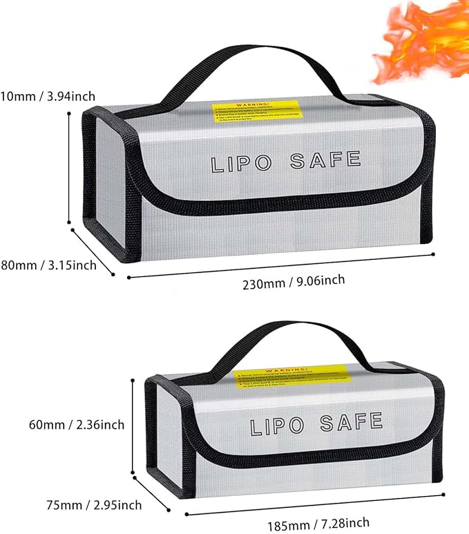 Lipo Battery Safe Bag Large Capatity Fireproof Bag for Ebike Lipo Battery Other Batteries Storage Charging Transport Home Office Travel Safe Storage Pouch