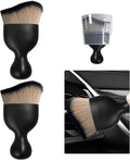 Ziciner 2 PCS Car Detailing Brush, Curved Soft Bristles Auto Removal Dust Collectors, Universal Vehicle Dashboard, Air Conditioner Vents etc Interior Cleaning Tool Accessory (Brown/Black)
