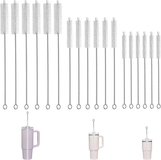 18Pcs Straw Cleaner Brush, Straw Cleaner with Extended Handle for Deep Cleaning, Straw Brushes for Drinking & Glass Straws – Reusable and Easy to Use