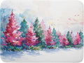 Decorative Christmas Dish Drying Mats Pink Green Xmas Tree Painting Rack Drainer Mats for Coffee Bar 18 X 24 Inch