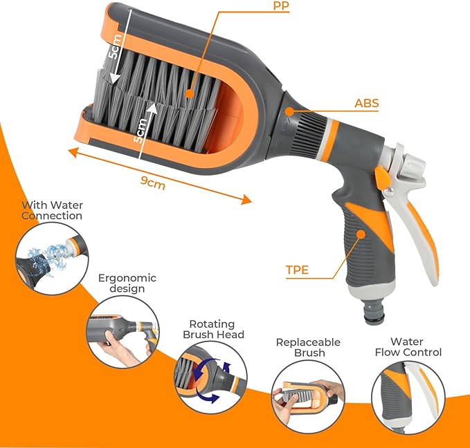 Large Blind Cleaner Duster Tool, Blind Brush, with Water Connection, Cleaning Brush for C or Z Slats, Brush Head 180° Rotation, Replaceable Bristles