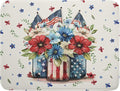 Giwawa American Patriotic Floral Dish Drying Mat Flower Vase Drainer Rack Mats 18"x24" Absorbent Microfiber Dish Dry Pad for Kitchen Counter Sink