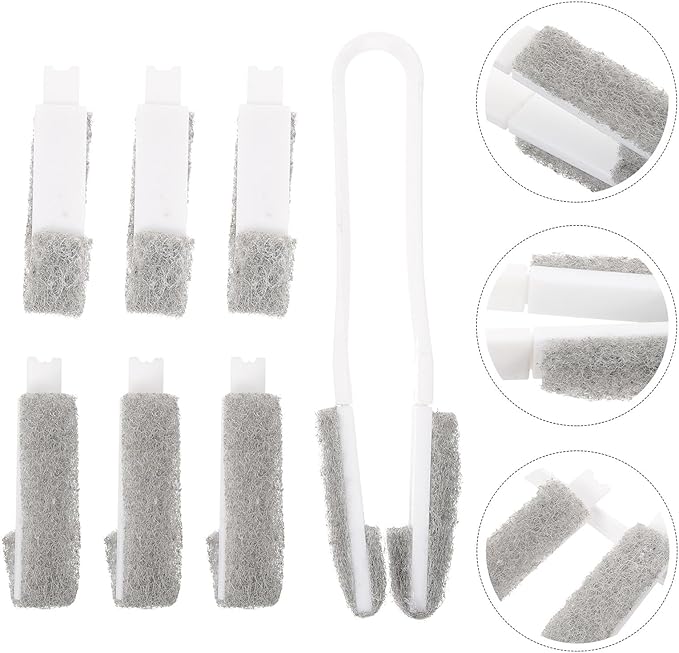 Yardwe Handheld Blinds Cleaning Brush Set with 6 Reusable Brush Heads, Portable Vent and Air Conditioner Cleaner for Household Shutter Dust Removal, Compact Design for Narrow Gaps