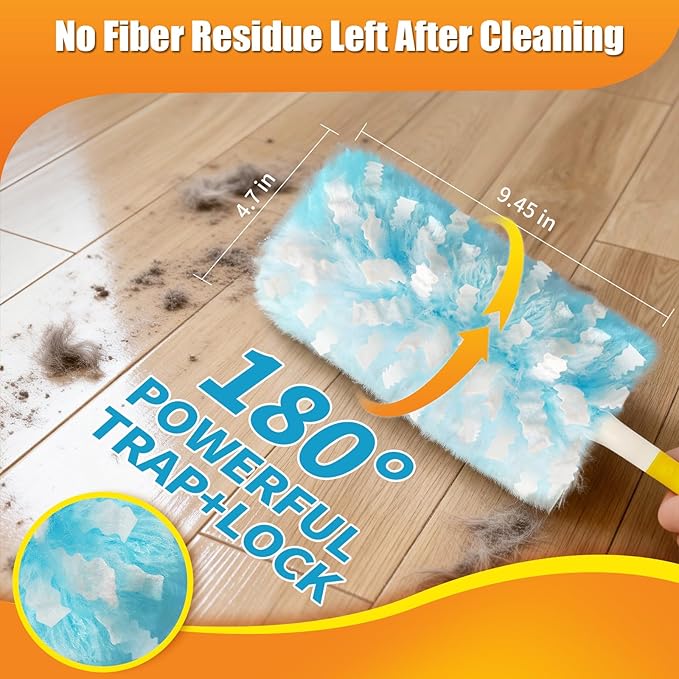 30 Count Duster Refills Compatible with Swiffer Duster, 180° Disposable Multi-Surface Microfiber Cleaning Dusters, Unscented