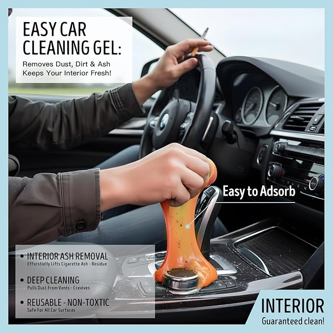 Car Cleaning Gel,Reusable Car Cleaning Putty for Interior Detailing, Car Cleaning Supplies, Auto Detailing Tools, Car Slime for Dust Removal, Car Accessories Interior, Car Cleaning Kit(Orange, 5.0 OZ)