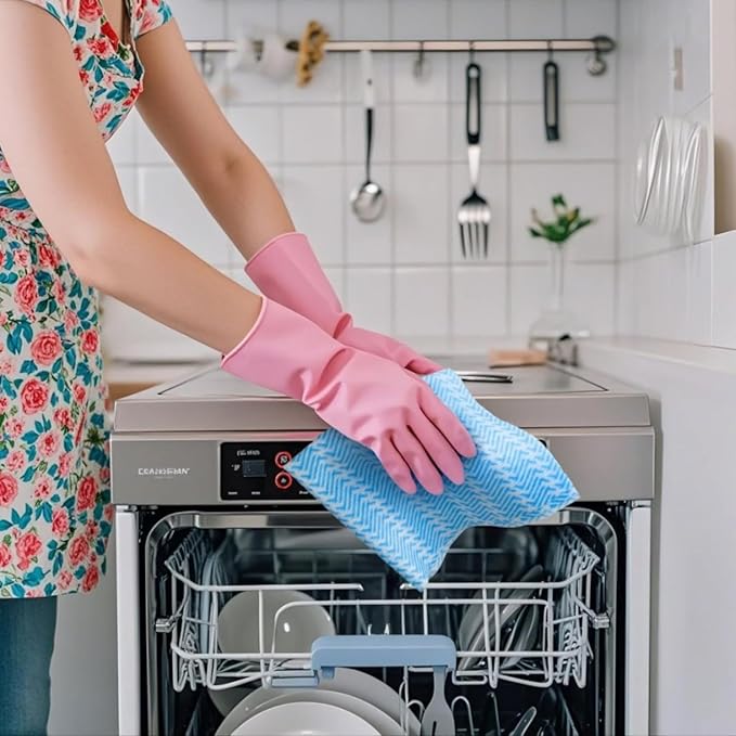 SUZZYVINE Reusable Dish Cloths Disposable Rags For Kitchen Reusable Kitchen Paper Towels All Purpose Cleaning Cloths Handi Wipes On Roll,2 Rolls of 200 Sheets（Blue）