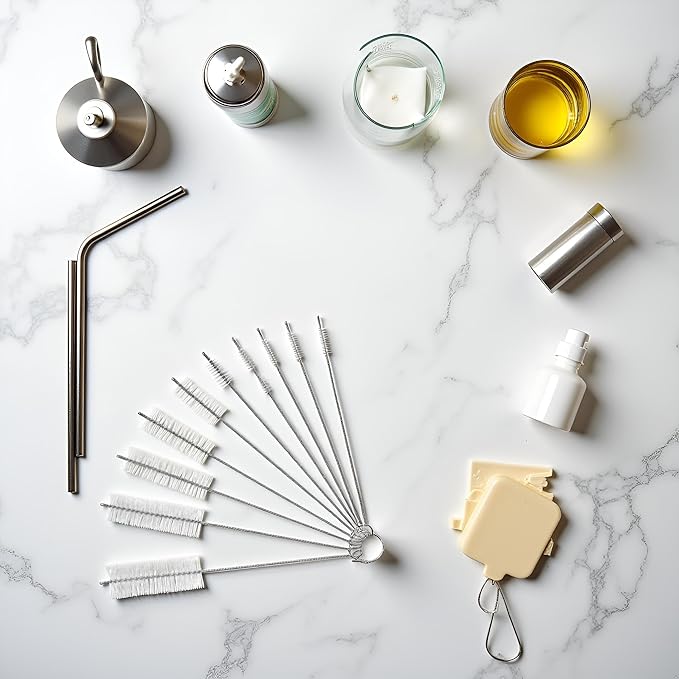 10Pcs White Long Straw Brush, Nylon Pipe Tube Cleaner 8-ihch 10 Different Diameters Set, Long Straw Brush for Sippy Cup, Brush Drinking Straw Cleaning Brush,Brushes,Cleaning Tools