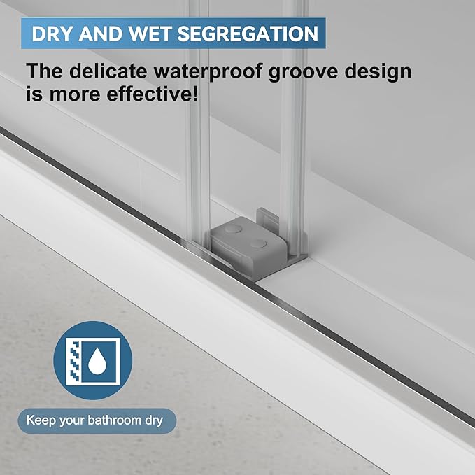 56"-60" W x 75" H Frameless Shower Door, Double Sliding Shower Door,5/16"(8mm) Clear Tempered Glass,Silent Soft-Close Design,Brushed Nickel