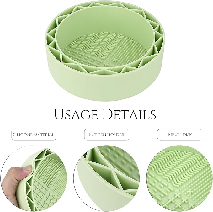 Pen Brush Washer, Watercolor Brush Cleaner, Silicone Brush Bowl Clean, Brush Holder Cleaner, Watercolor Painting Water Cup for Acrylic Oil Painti (Green)