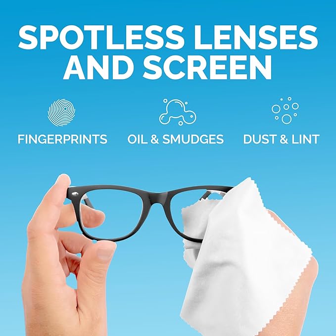 Microfiber Cleaning Cloths 6 Pack – 6x7 Inch Lint‑Free Lens & Screen Cleaner – Eyeglass Camera Phone Tablet TV Cloth – Reusable Scratch‑Free Streak‑Free – 3 Dark Grey & 3 White Individually Wrapped