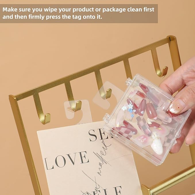 Giantree 200 Pcs Clear Self Adhesive Hang Tabs Hooks, Heavy Duty J-Hook Hanging Tags Clear Plastic Hanger Tags for Retail Display in Business Shop Offices Home