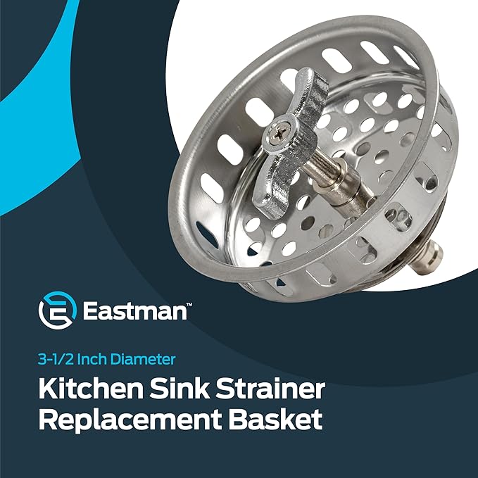 EZ-FLO Replacement Basket, Threaded-Post Spin and Seal, Stainless Steel, Fits 3-1/2 in Drains, 30047