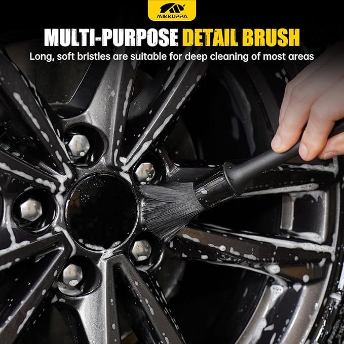 MIKKUPPA Car Wheel Brush Set - Durable Scratch-Free Rim& Stiff Bristles Tire Cleaner Brush, Multipurpose Car Detailing Brushes, Car Cleaning Tools for Washing Exterior (4 Pack)