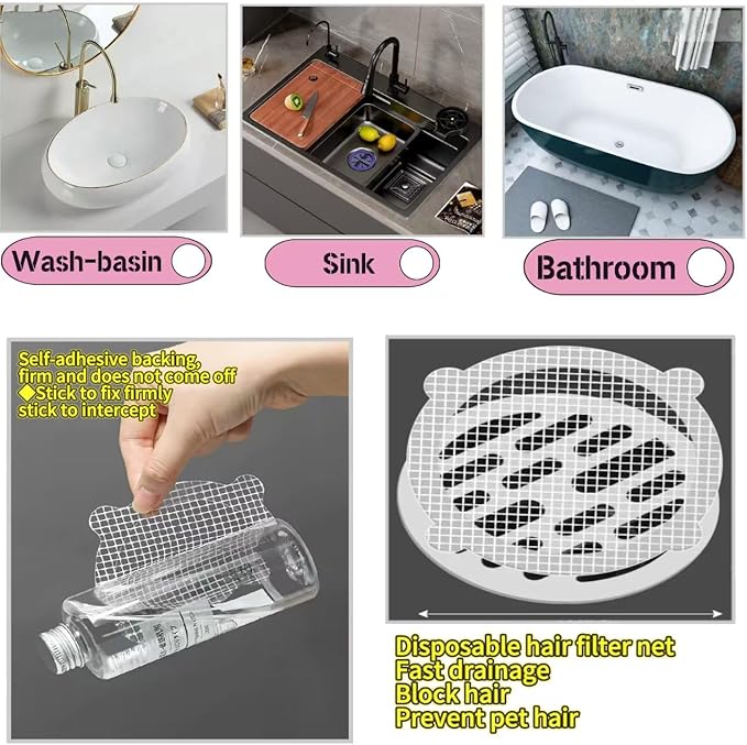 50 Pack Disposable Shower Drain Hair Catcher Shower Drain Hair Collector Drain Hair Catcher for Bathroom Bathtub Kitchen Sink Shower Filter Drain Hair Blocker Prevent Clogs