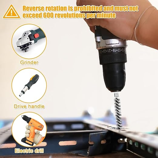 6-Pack Bore Brush Set Stainless Steel Wire Brush Bore Cleaning Brush Set for Power Drill Cleaning, Pipe Cleaning Brush Set Abrasive Wire Brush with 1/4" Hex Shank for Cleaning Tubes (13/19/25mm)