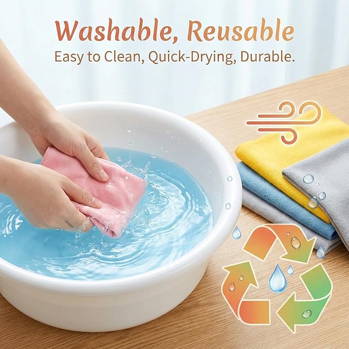 5PCS Extra Large Glasses Cleaning Cloths, Eyeglass Cleaning Cloth for Cleaning-Eyeglasses, Cell Phones, Screens, Lenses, Electronics and All Delicate Surface (12"x 12")