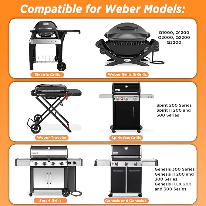 50 Pack Weber Grills Compatible Drip Pans 6415 for Weber Grills Spirit Gas Grills, Q Grills, Genesis and Genesis II LX 200 300 Series Disposable Aluminum Foil Grease Trays 6 x 1.4 x 8.6 Inches