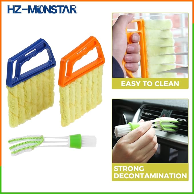3Pcs Window Venetian Blind Cleaner Duster Tool, Window Venetian 7 Finger Dusting Cleaner Tool and Air Vent Cleaner, Shutter Cleaner Brush for Window Air Conditioner Duster Dirt Cleaner