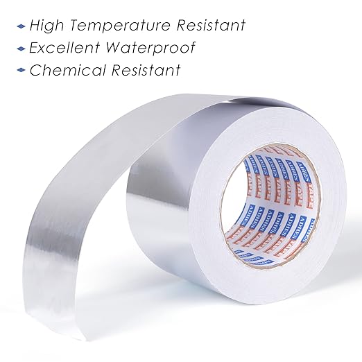 ADHES Premium Aluminum Foil Tape, 3 Inch x 164 Feet (55 Yards), Heat Proof Tape Withstand from 80°C to 100°C, Metal Duct Tape for HVAC, Sealing & Patching, Dryer Vents Pipe