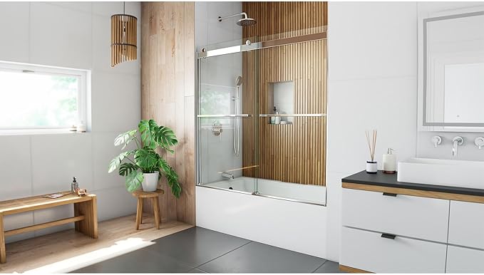 DreamLine Sapphire 56-60 in. W x 60 in. H Semi-Frameless Bypass Tub Door in Chrome, SHDR-6360602-01