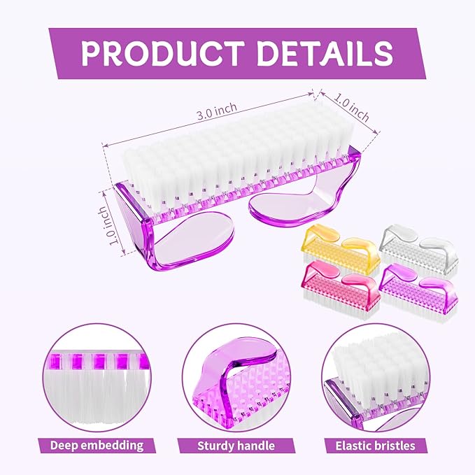 8Pcs Nail Brushes for Cleaning Fingernails, Handle Grip Nail Scrubber Brush, Manicure Tools Scrub Brushes Kit, Toenail Brush To Clean Under Nails Pedicure Foot Small Brush Women Men (4 Colors)