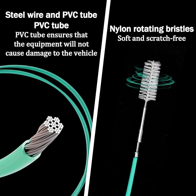 5PCS Updated Sunroof Drain Cleaning Tool Kit 118in Extra Long Flexible Tube Cleaning Brush with Pipe Cleaning Brush Syringe Hose Drain Brush Car Sunroof Drain Cleaner for Drains Sewers Windshields