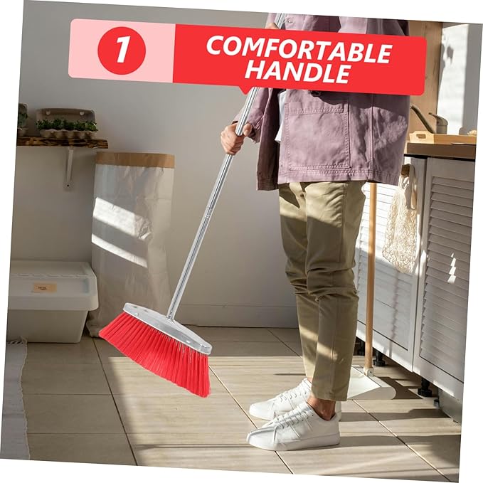 CHILDWEET Broom with Soft Bristles for Indoor and Outdoor Cleaning Gentle Floor Sweeping Tool for Home Kitchen Garage Lawn and Office Use