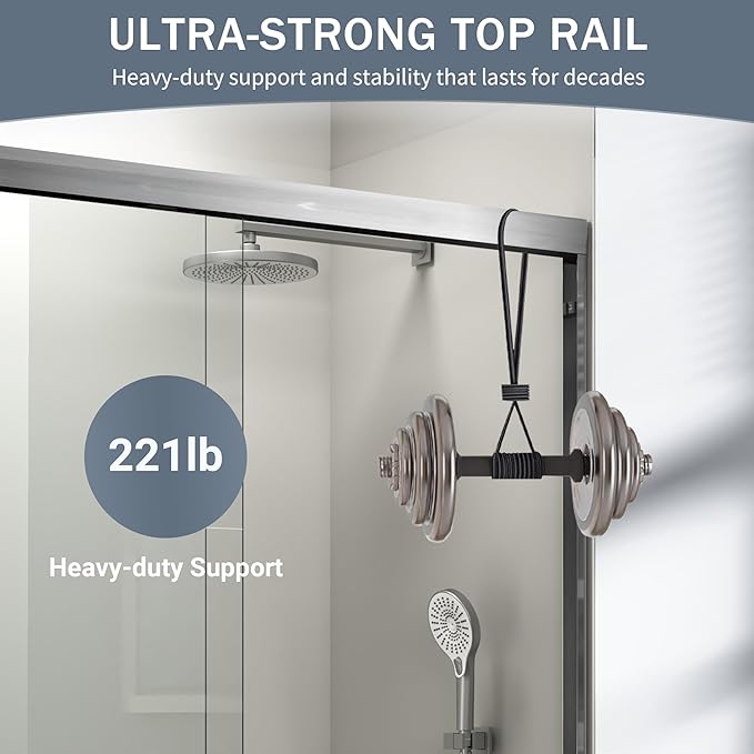 44-48 in. W x 72 in. H Double Sliding Shower Door, Semi-Frameless Bypass Bathroom Sliding Door with 1/4" (6mm) Tempered Glass for Walk-in Shower, Brushed Nickel