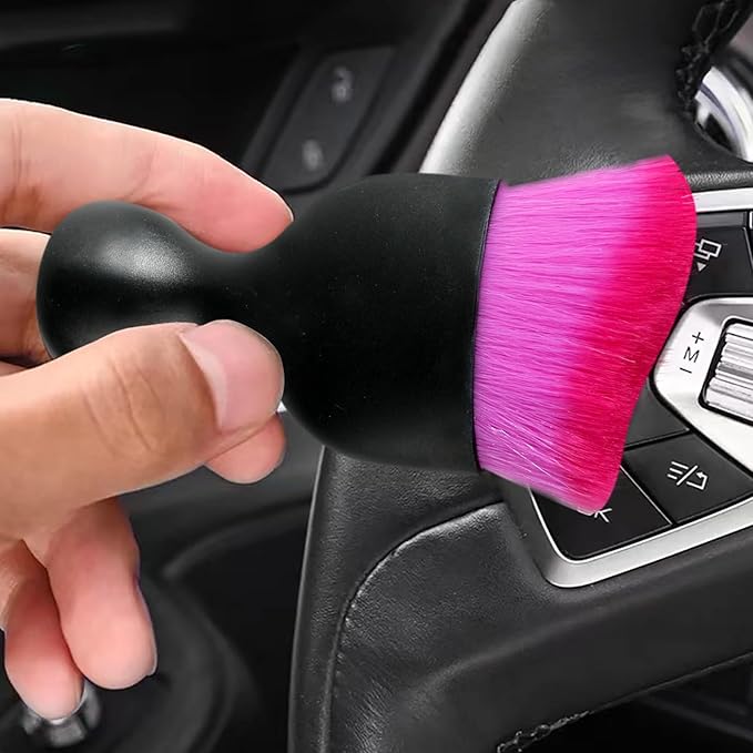 Car Interior Detailing Brush,Soft Bristle Cleaning Brush Car Detailing Brush Dusting Brush,Car Interior Cleaning Tool,Auto Detail Brush Car Dash Duster Brush (Black&Double Purple)