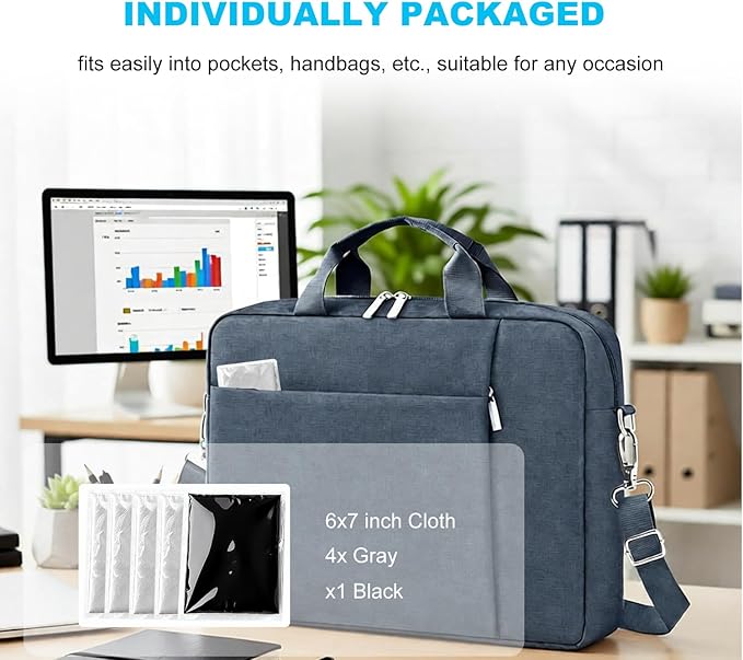 6 Pack Lens Cleaning Cloth |Glasses Cleaning Cloths | Eyeglass Lens Cleaner | Eyeglasses, Camera, VR/AR Headset, and Screen Cleaner | Grey+Black