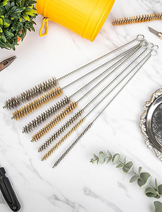 7pcs Stainless Steel Brushes Set, 12 inch Pipe Cleaner Brush，Parts Cleaning Brush Bore Brushes for Tubes, Cylinders, Bottle, Auto Parts (6mm/8mm/10mm/12mm/15mm/18mm/20mm)