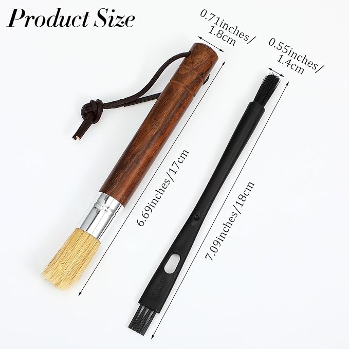 2Pcs Coffee Machine Cleaning Brush Espresso Brush Tools Accessories Wooden Handle and Natural Bristles Cleaning Tool Used on Group Heads Shower Screen Portafilter Home Kitchen
