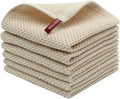 Mia'sDream Natural Cotton Dish Cloths Dish Rags, Waffle Weave Kitchen Dish Towels, Soft Dish Cloths for Washing Dishes, Absorbent Kitchen Hand Towel Washcloths, 12inchx12inch 6 Pack (Beige)