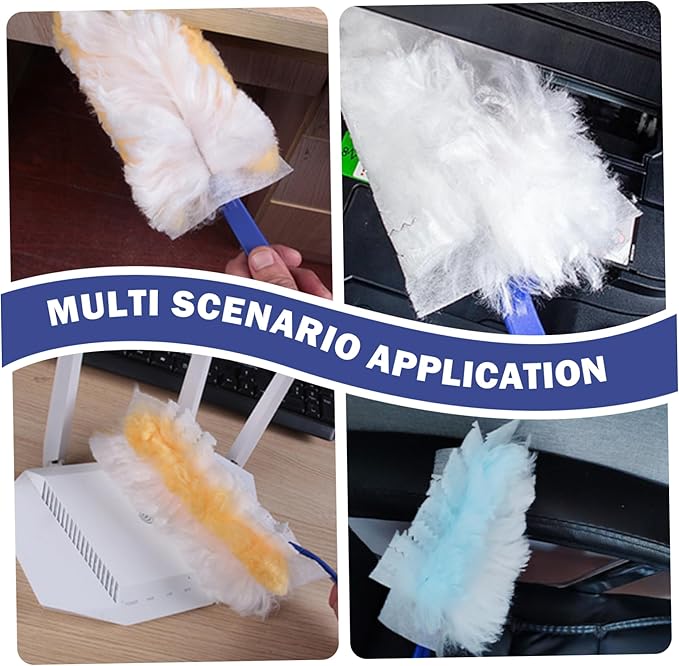 30Pcs Duster Refills, Electrostatic Disposable Dusters for Cleaning with 1 Handle, Thick & Fluffy for Cleaning Electronics, Furniture, Blinds, Ceiling FansDuster Refills