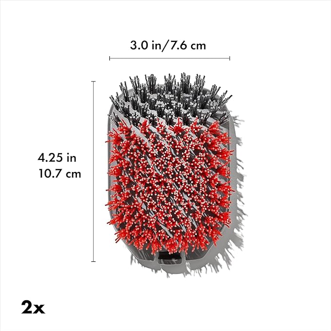 OXO Good Grips Nylon Grill Brush for Cleaning Cold Grill Grates with 2 Replacement Head, Red