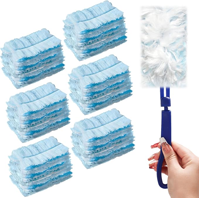 30 Count Duster Refills for Swiffer Duster, Disposable Static Duster Refills Bulk Replacement Head with 1 Handle for Cleaning Home Office Furniture, Blinds