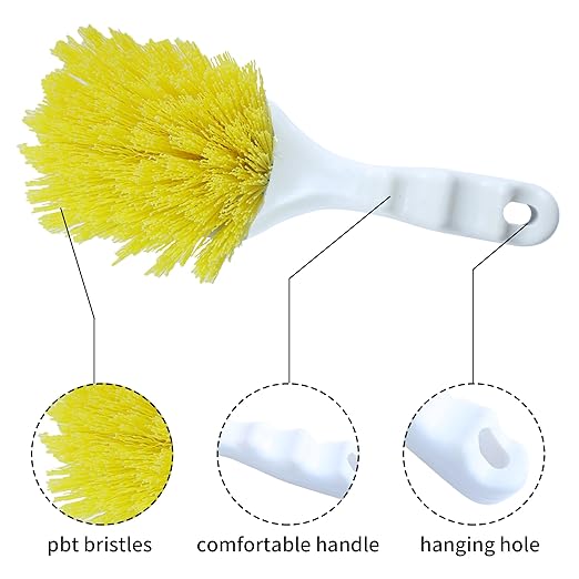 Cleaning Brush,Scrub Brush,Pot Brush,Utility Brush with Polypropylene Handle for Cleaning of Kitchen, Food Factory, Beverage Factory, Slaughterhouse,2PCS,Yellow