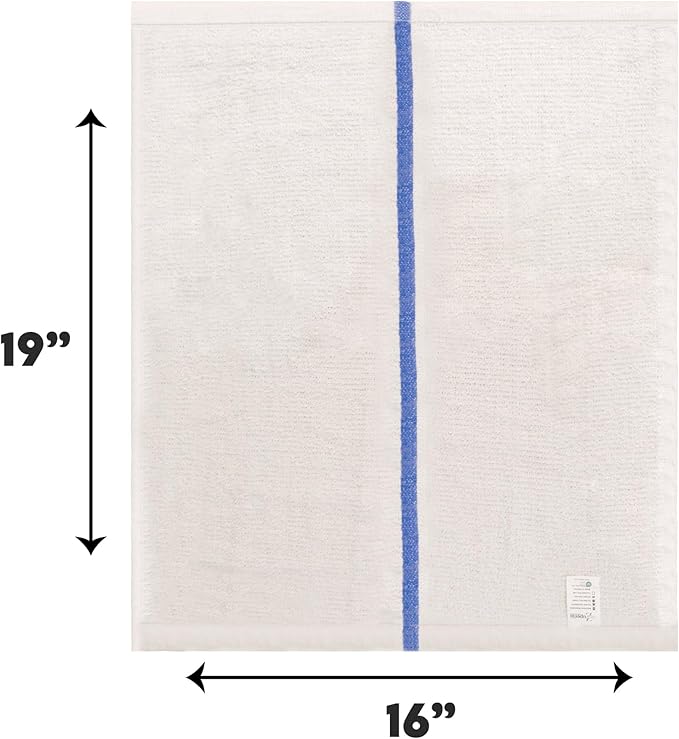 ZUPERIA Bar Mop Towels - 36 Pack (16"x19") - 100% Cotton High Absorbency Kitchen Towels – Reusable Dish Cloths, Quick-Dry Rags with Blue Stripe – Ideal for Restaurants, Cooks, Bartenders & Homes