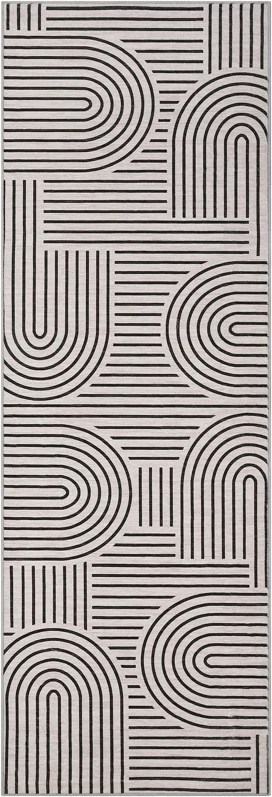 Modern Rug 2.5x8 Runners for Hallways, Abstract Kitchen Runner Rugs Non Slip Bath Runner, Rainbow Washable Rug for Bedroom, Soft Long Rugs for Entryway Bathroom Laundry Dorm, LightCamel