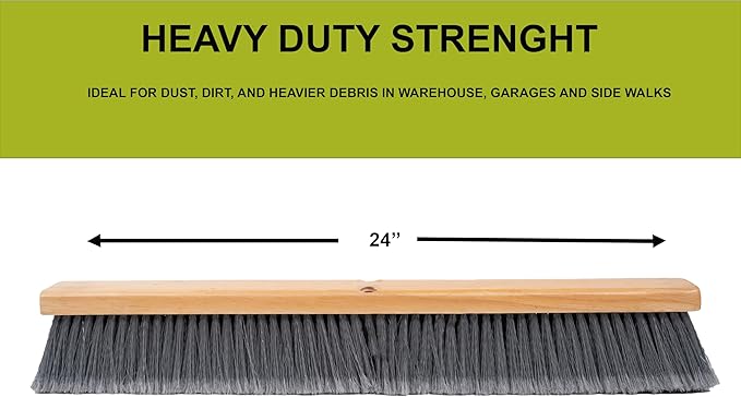 24" Grey Flagged Push Broom