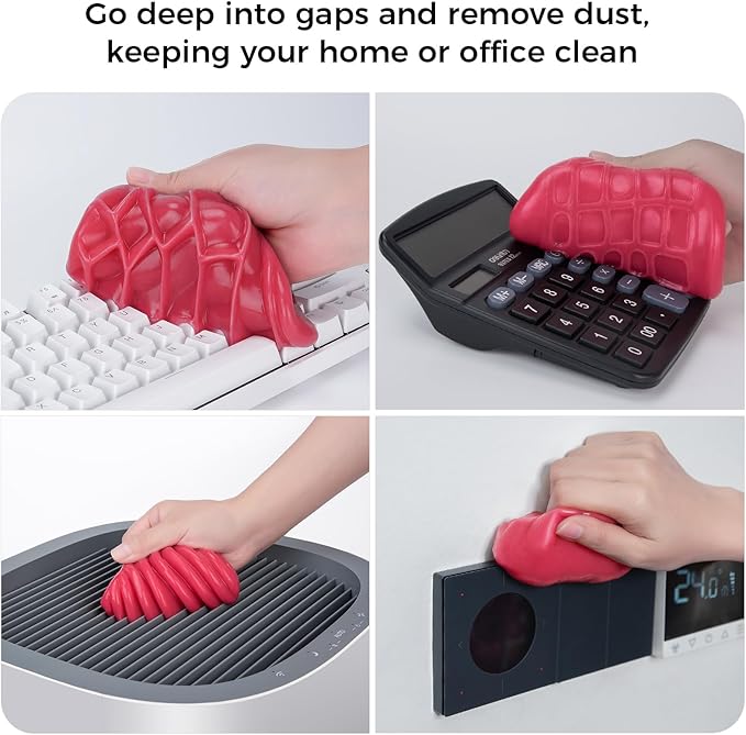 COLORCORAL Cleaning Gel 2Pack for Office Products Cleaning,Keyboard Cleaner Dust Clean Gel for Car Interior Cleaning,Car Putty Reusable Slime goo for Vehicle Vents,Laptop(Navy Blue, Rosed Red)
