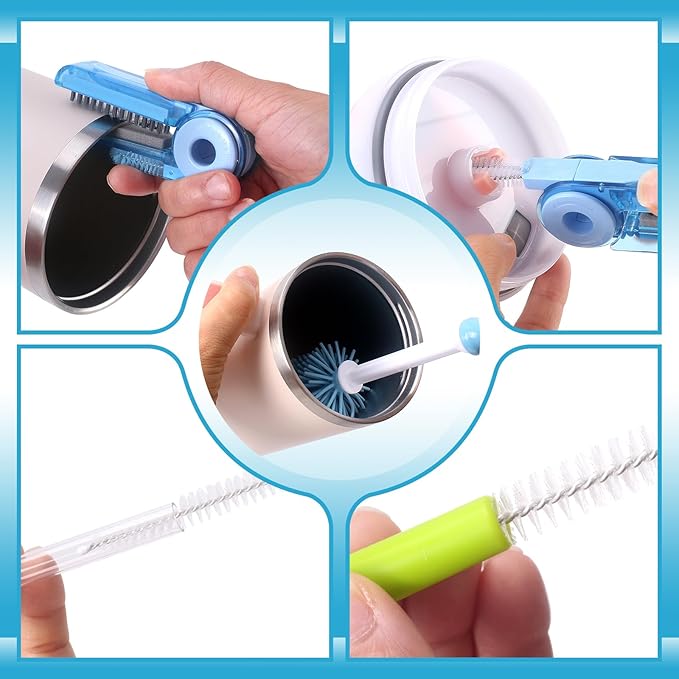 3 Pack Cup Cleaning Kit Compatible with Stanley,Multipurpose Cup Cleaner Kit with Extra Long Nylon Straw Brush Cleaner,3 in 1 Bottle Gap Cleaner and Long Handle Silicone Brush Cleaner