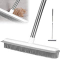 Pet Hair Removal Broom Long Handle Adjustable Carpet Rake Cat Dog Hair Remover Rubber Broom with Built in Squeegee Lint Remover Brush for Carpets Couch Rugs Mats Stairs (53inch)