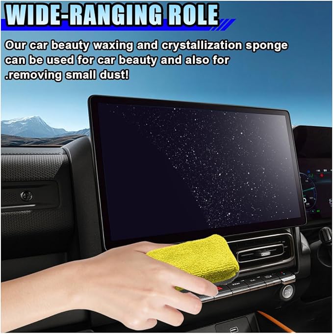 12PCS Ceramic Coating Applicator Sponge, 4.13'' x 1.84'' Microfiber Car Detailing Applicator Pads, Rectangular Car Foam Cleaning Pad, Auto Polishing Pad for Wax, Paint, Sealant (Yellow)