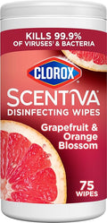 Clorox Scentiva Disinfecting Wipes, Grapefruit and Orange Blossom, 75 Count Each (Pack May vary)