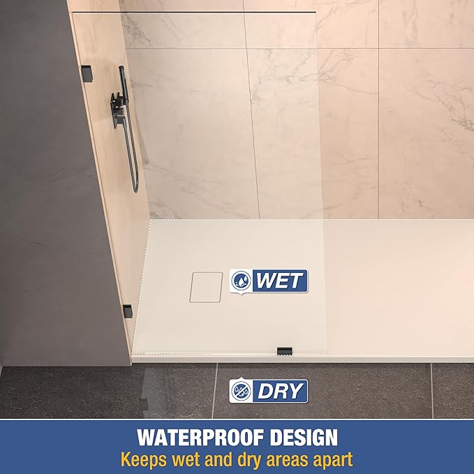 Shower Glass Panel 34" x 79" Easy-to-Clean Treated, 3/8" Tempered Glass Shower Screen, Frameless Shower Door for Walk In Bathroom, Matte Black